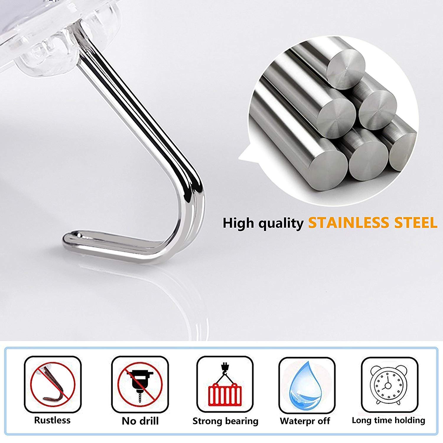 3 Crochet adhesif inox pour faience salle de bain Crochet adhesif en inox pour la faience de la salle de bain