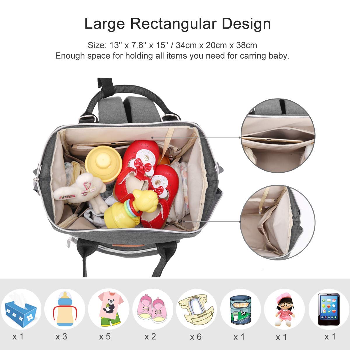 4 Sac à langer isotherme gris Sac à langer isotherme couleur gris