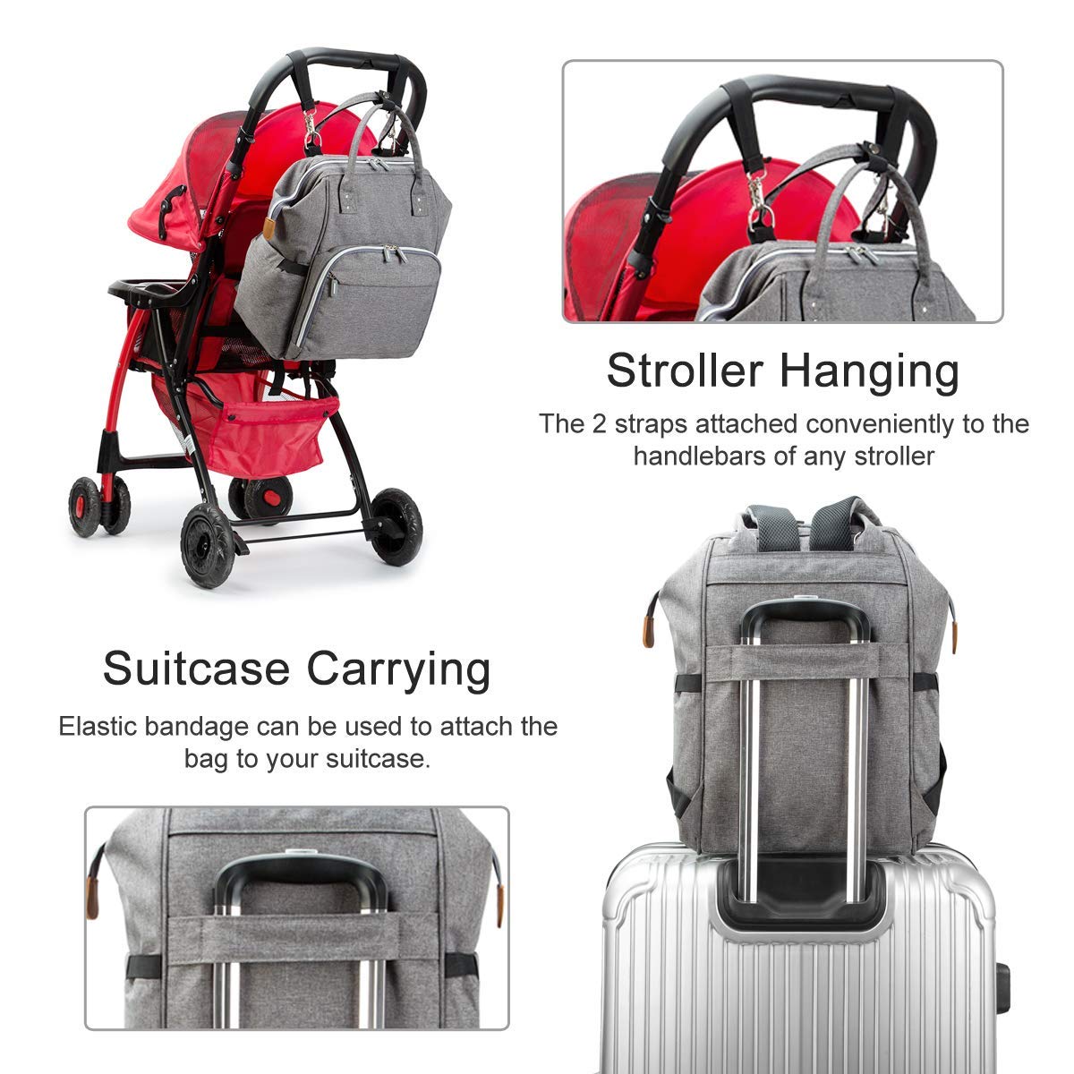 5 Sac à Dos à Langer impermeable gris Sac à Dos à Langer impermeable couleur gris