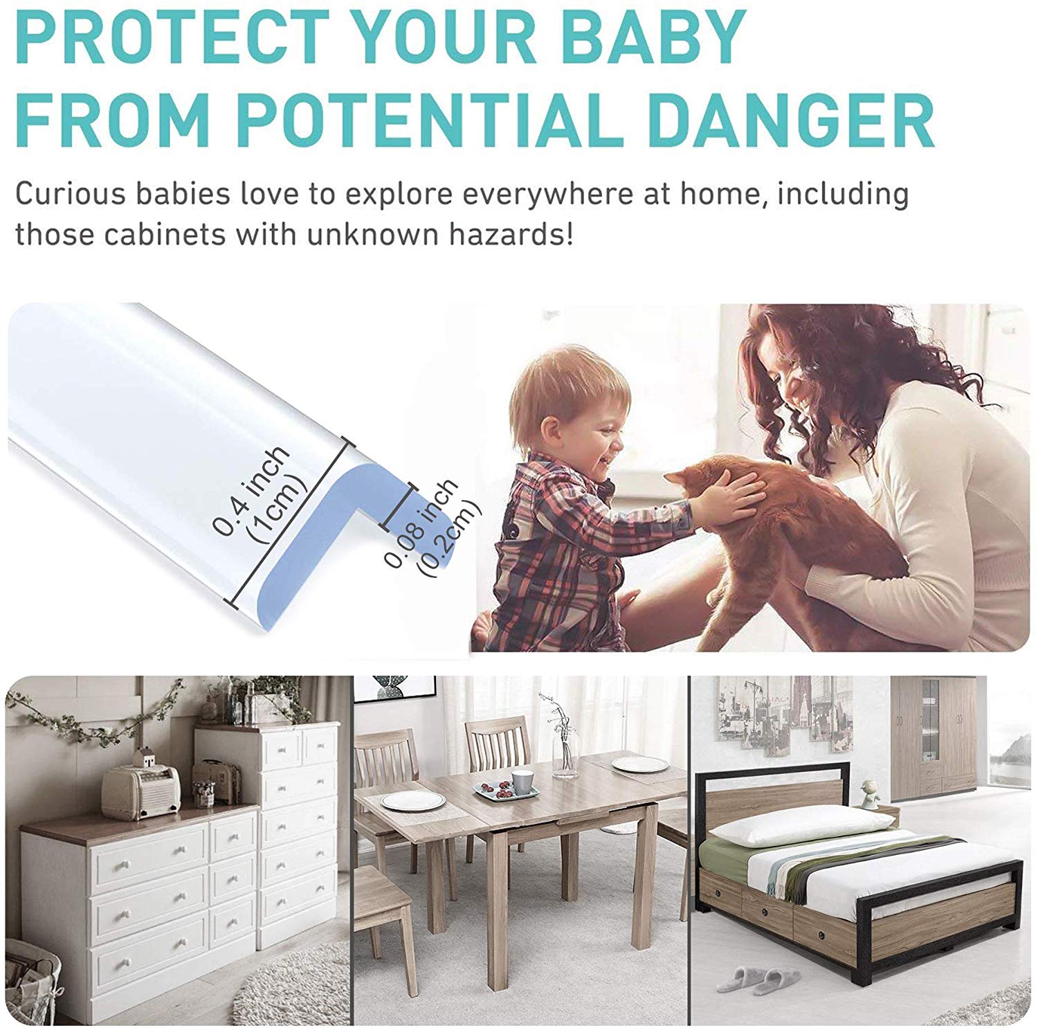 3 Bande épais de protection rebord de table meuble sécurité bébé Bande épais de protection rebord de table meuble sécurité bébé